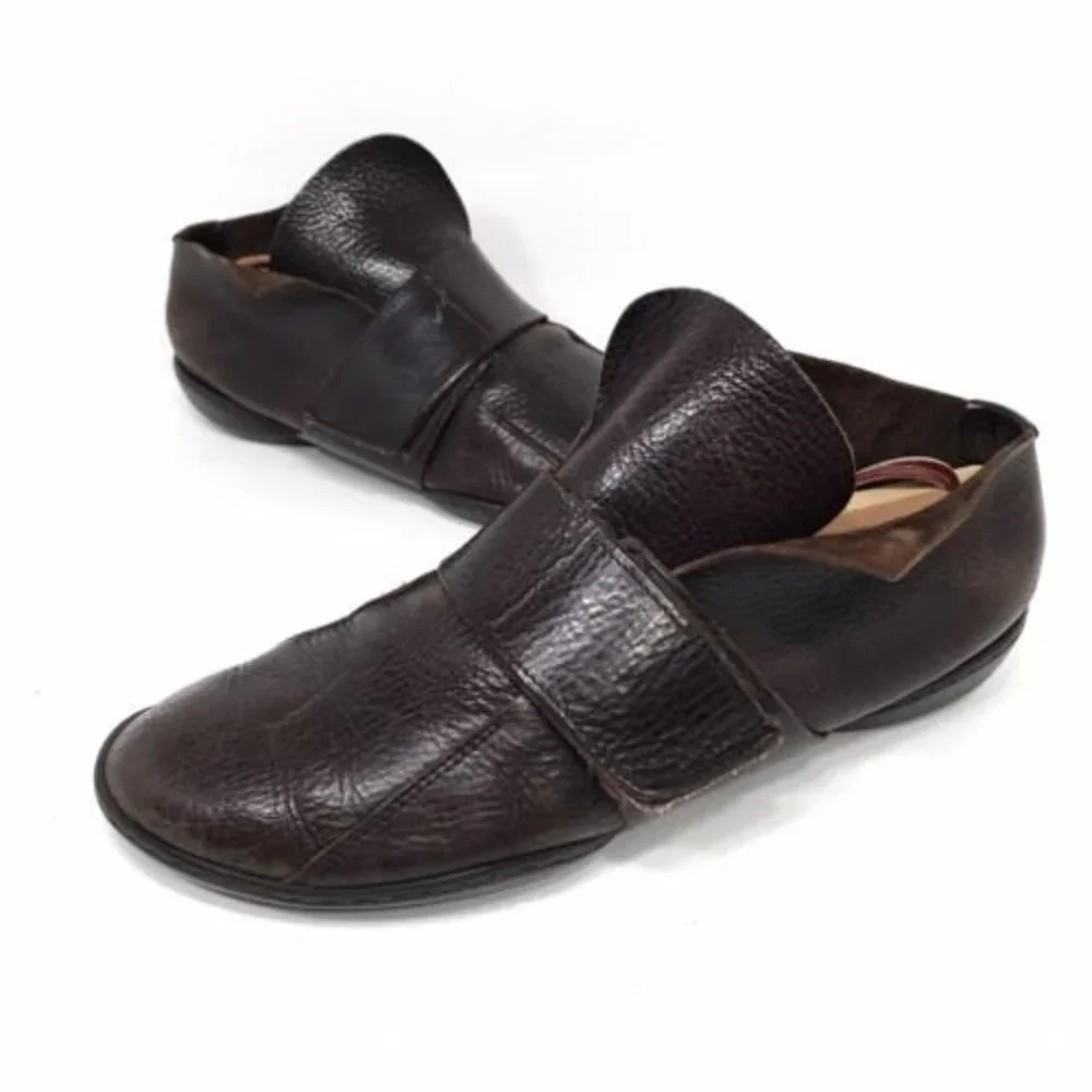 Trippen Mens Leather Strap Shoes Size 40 Brown